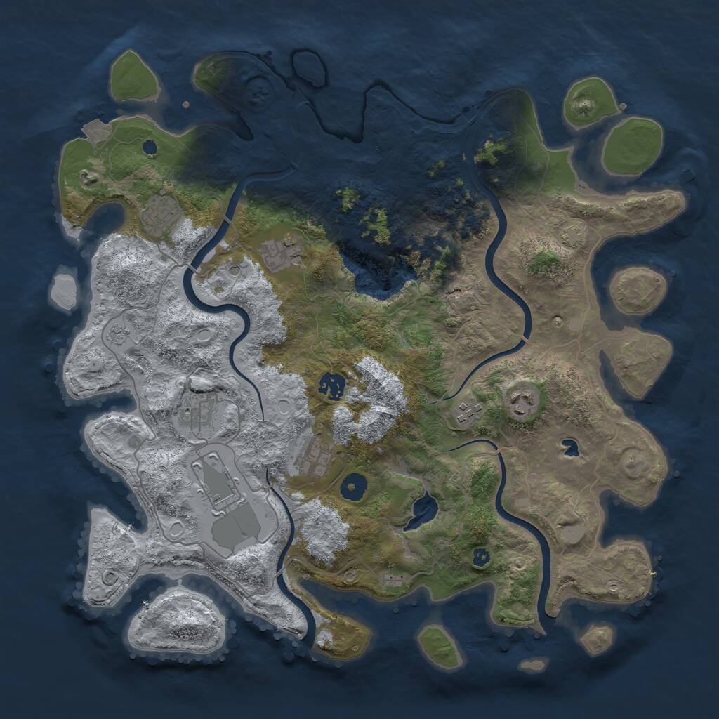 Rust Map: Procedural Map, Size: 4000, Seed: 243313956, 12 Monuments