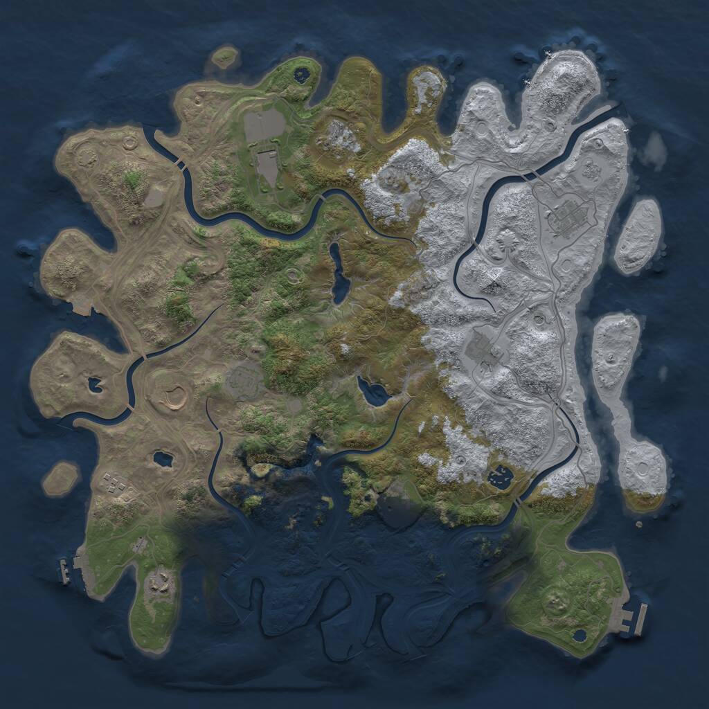 Rust Map: Procedural Map, Size: 4500, Seed: 2099, 16 Monuments