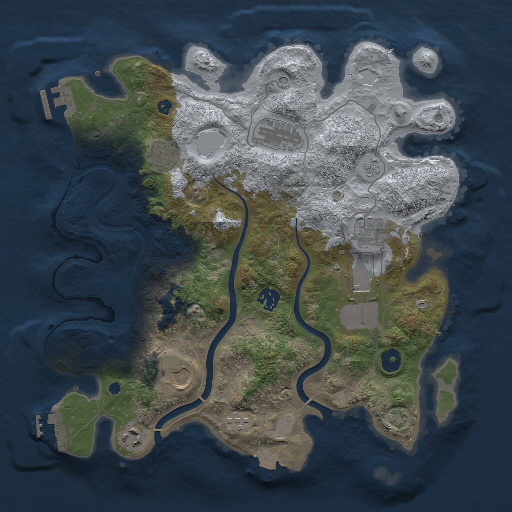 Rust Map: Procedural Map, Size: 3500, Seed: 760365478, 14 Monuments