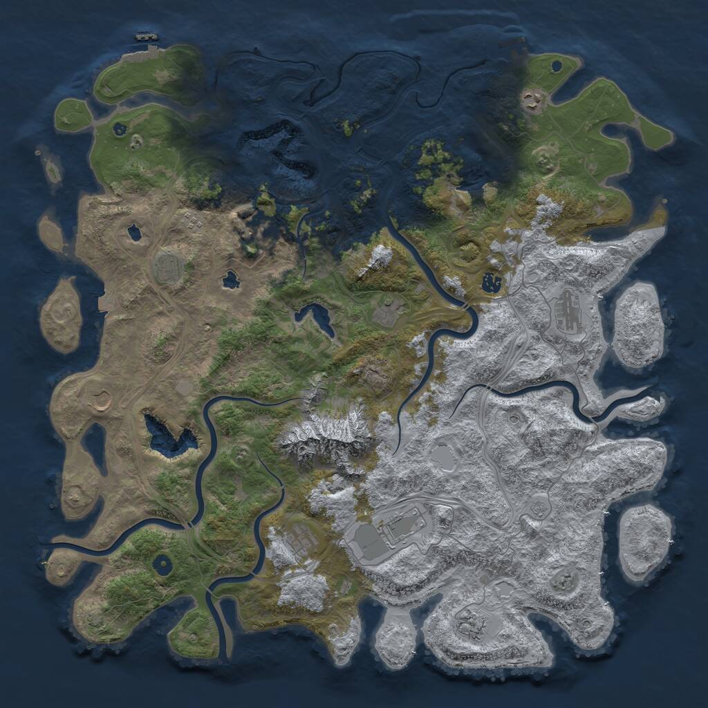 Rust Map: Procedural Map, Size: 5300, Seed: 2116905186, 17 Monuments