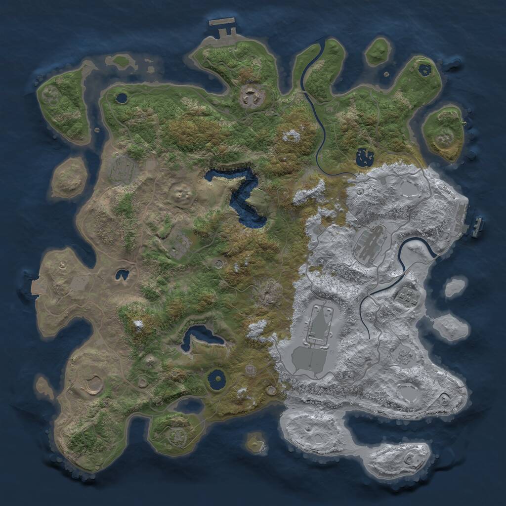 Rust Map: Procedural Map, Size: 4000, Seed: 536414380, 14 Monuments