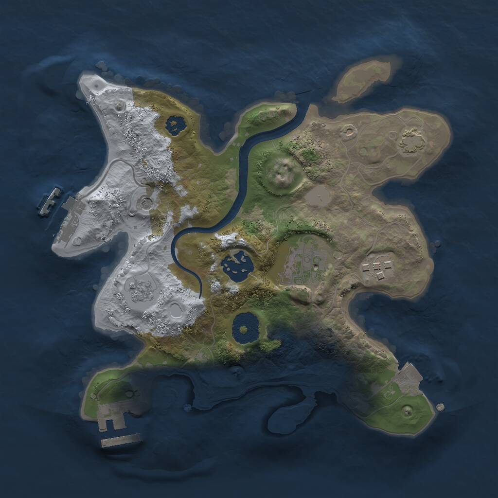 Rust Map: Procedural Map, Size: 2500, Seed: 491256587, 9 Monuments