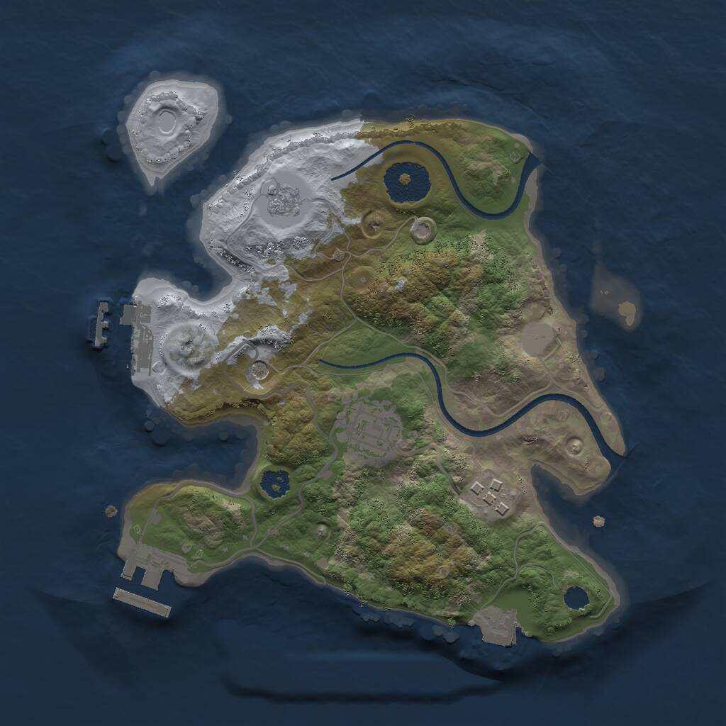Rust Map: Procedural Map, Size: 2500, Seed: 493701945, 7 Monuments