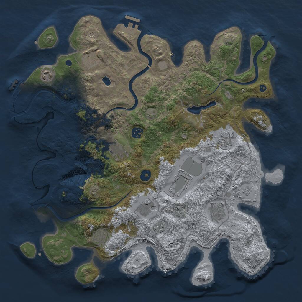 Rust Map: Procedural Map, Size: 4000, Seed: 375642525, 16 Monuments