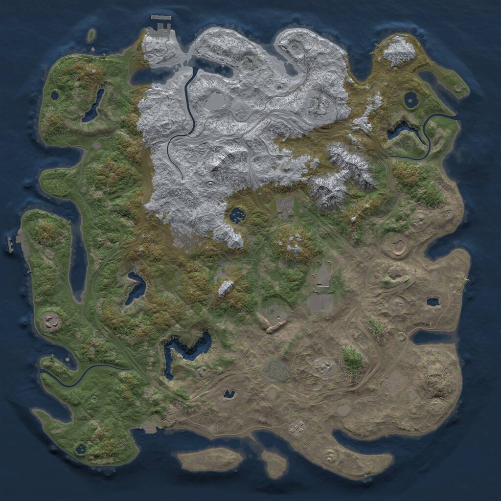 Rust Map: Procedural Map, Size: 5000, Seed: 28121987, 17 Monuments