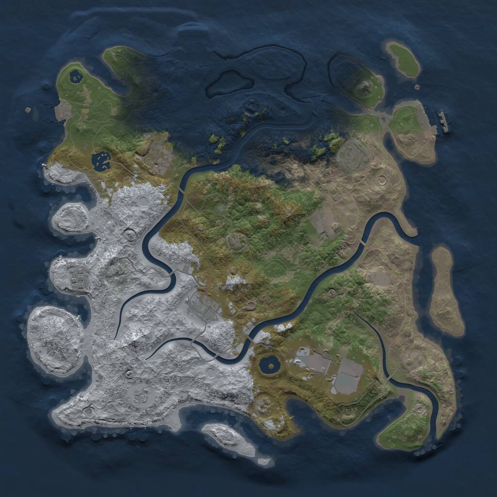 Rust Map: Procedural Map, Size: 3750, Seed: 1847321400, 13 Monuments