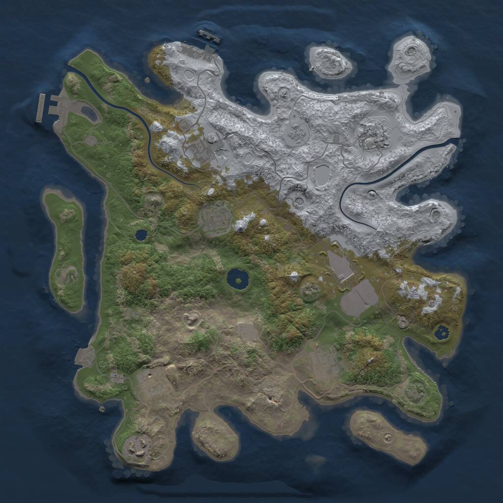 Rust Map: Procedural Map, Size: 3500, Seed: 1934455521, 13 Monuments