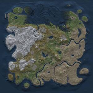 Thumbnail Rust Map: Procedural Map, Size: 4500, Seed: 70304, 16 Monuments