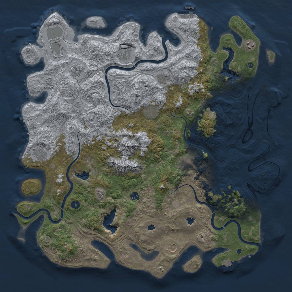 Rust Map: Procedural Map, Size: 5000, Seed: 7156, 17 Monuments