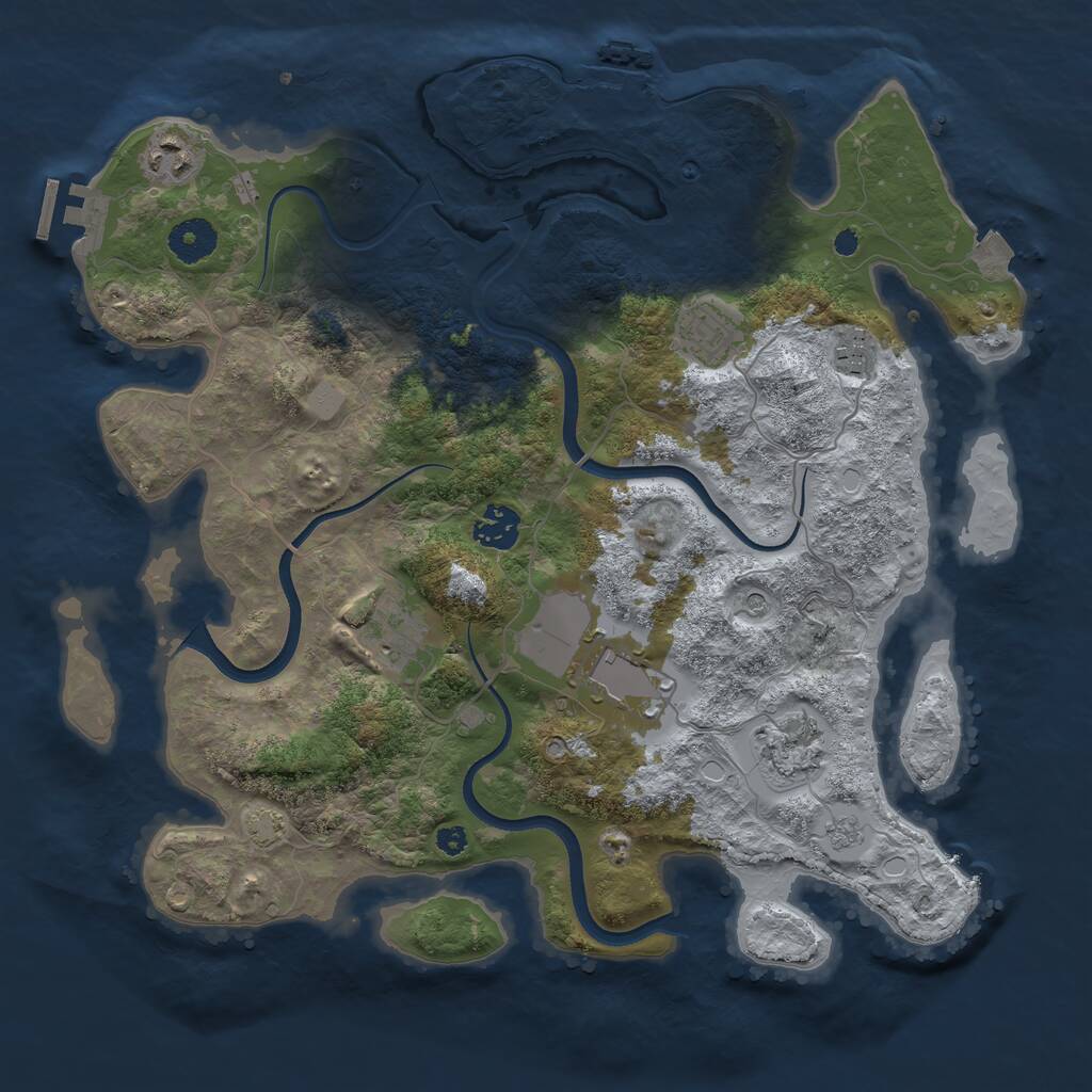 Rust Map: Procedural Map, Size: 3600, Seed: 69872357, 13 Monuments