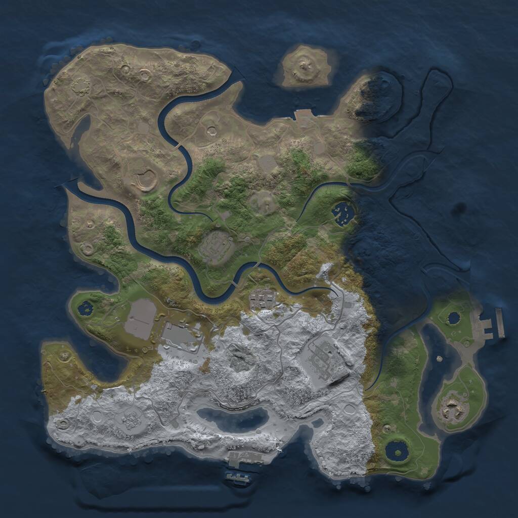 Rust Map: Procedural Map, Size: 3500, Seed: 927838002, 13 Monuments