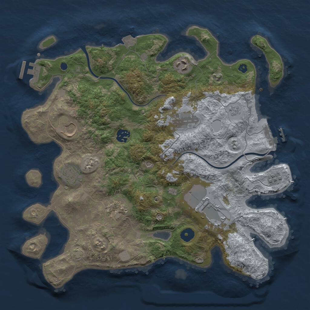 Rust Map: Procedural Map, Size: 3500, Seed: 1858679327, 14 Monuments