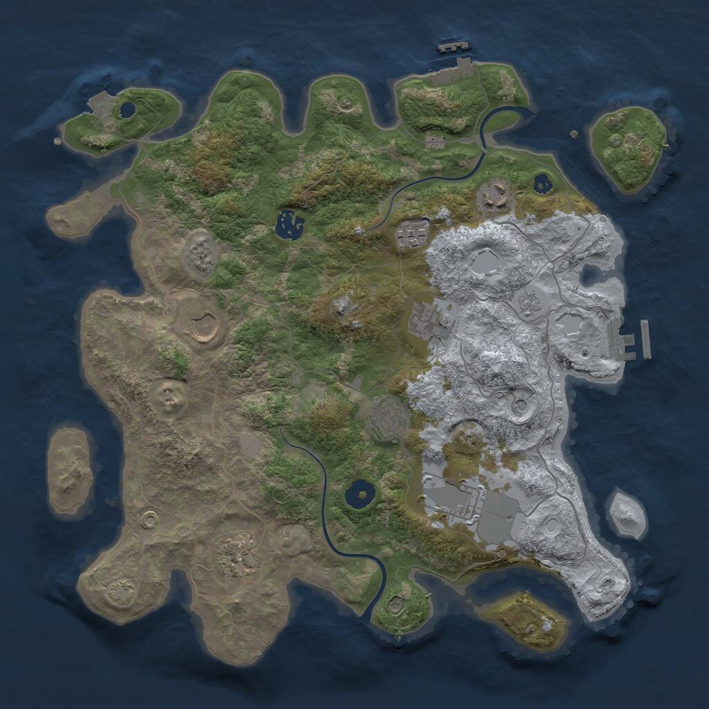 Rust Map: Procedural Map, Size: 3650, Seed: 948070994, 14 Monuments