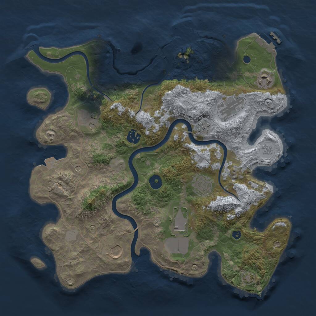 Rust Map: Procedural Map, Size: 3500, Seed: 1397506218, 14 Monuments