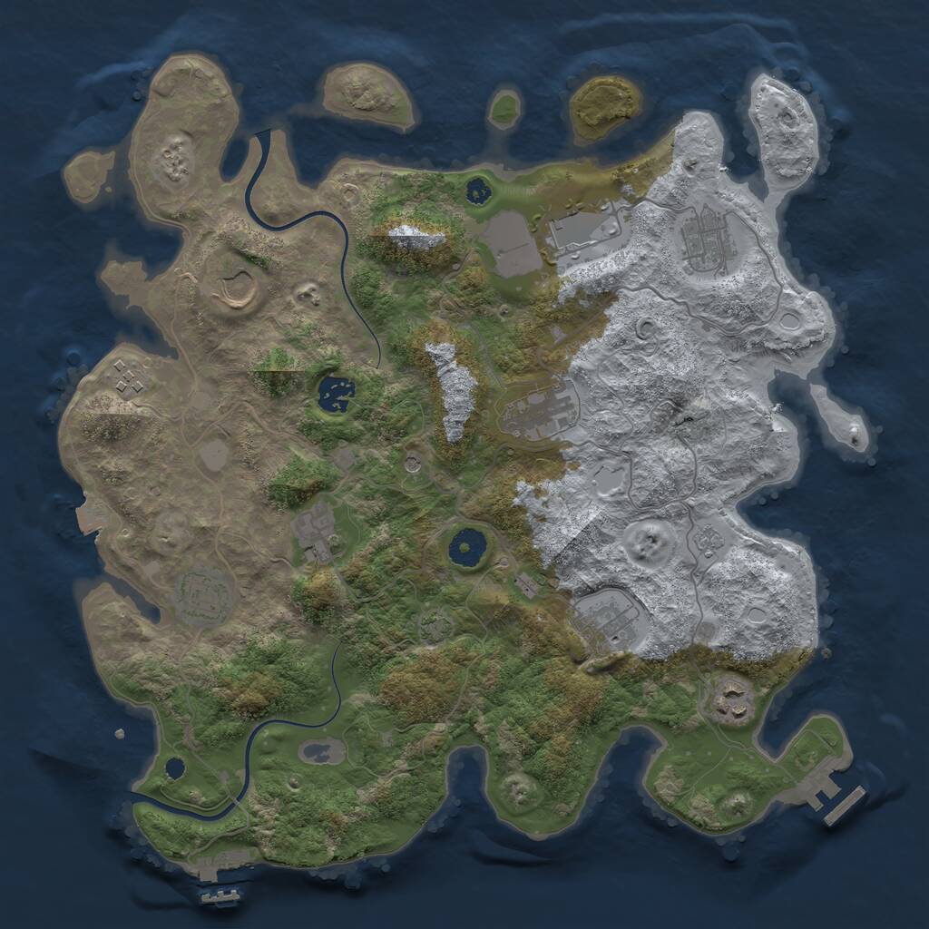 Rust Map: Procedural Map, Size: 3750, Seed: 200333, 16 Monuments