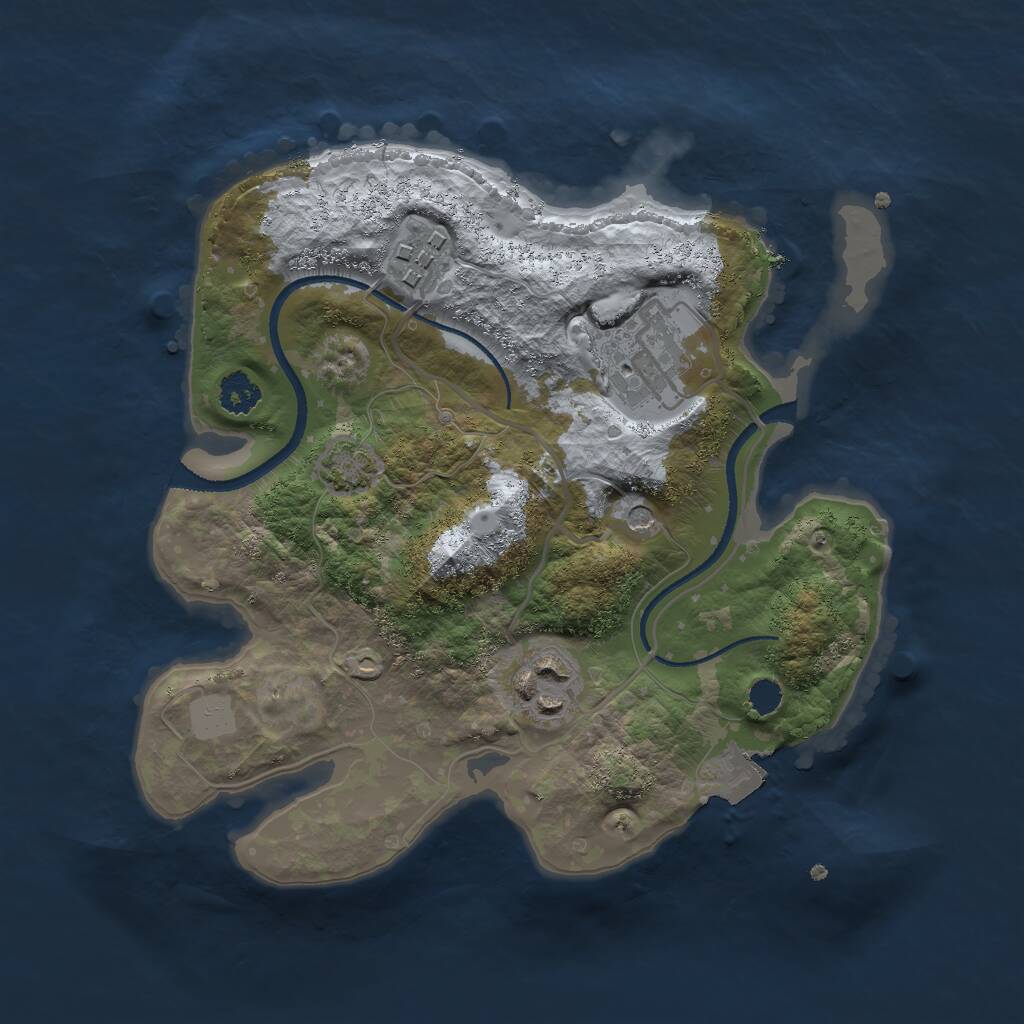 Rust Map: Procedural Map, Size: 2500, Seed: 568843, 6 Monuments