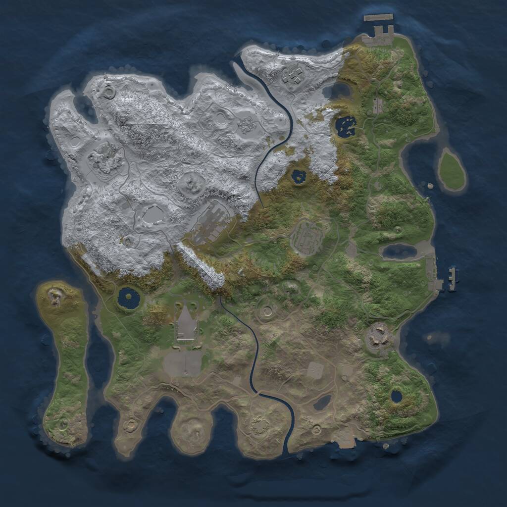 Rust Map: Procedural Map, Size: 3500, Seed: 142330054, 13 Monuments