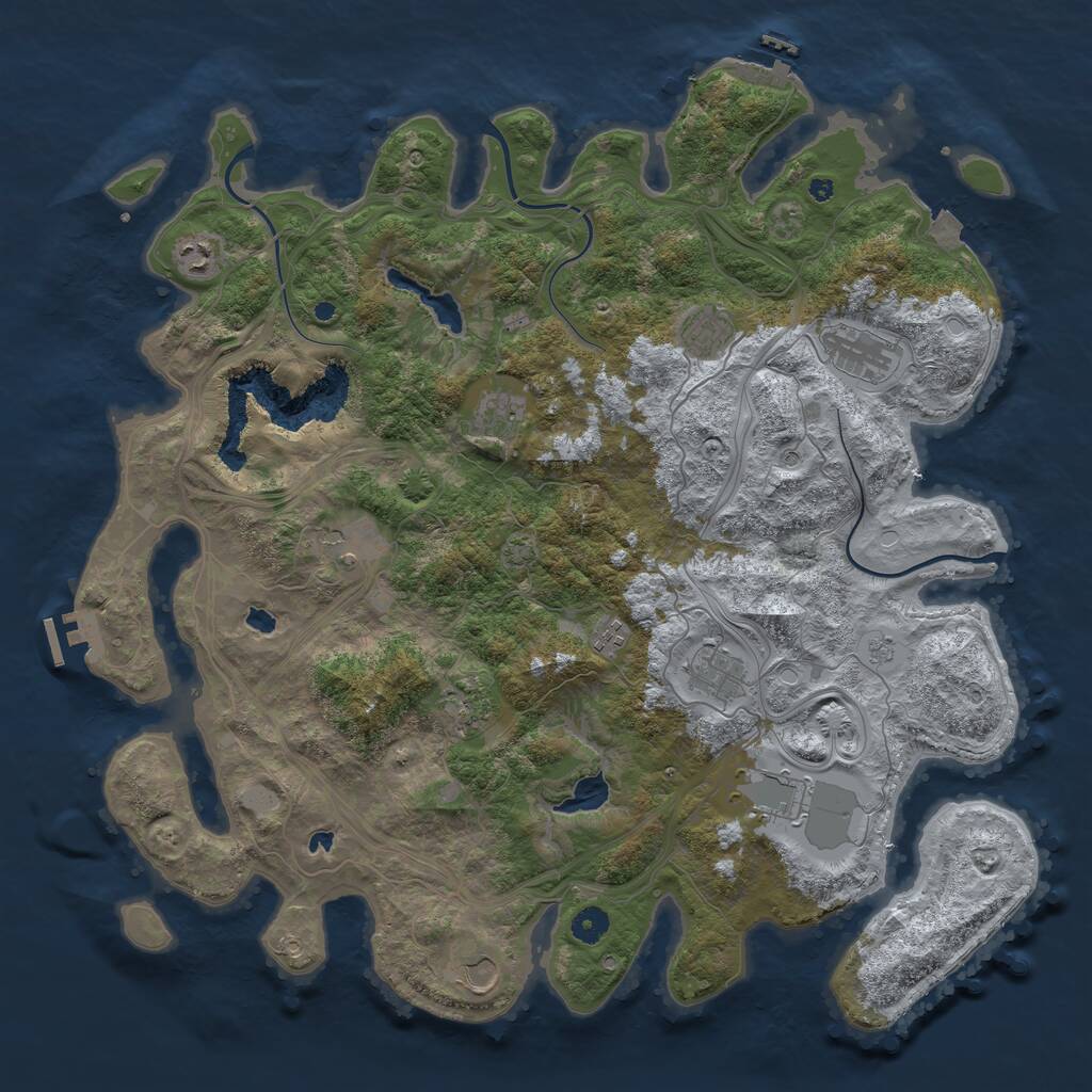 Rust Map: Procedural Map, Size: 4510, Seed: 4055, 16 Monuments