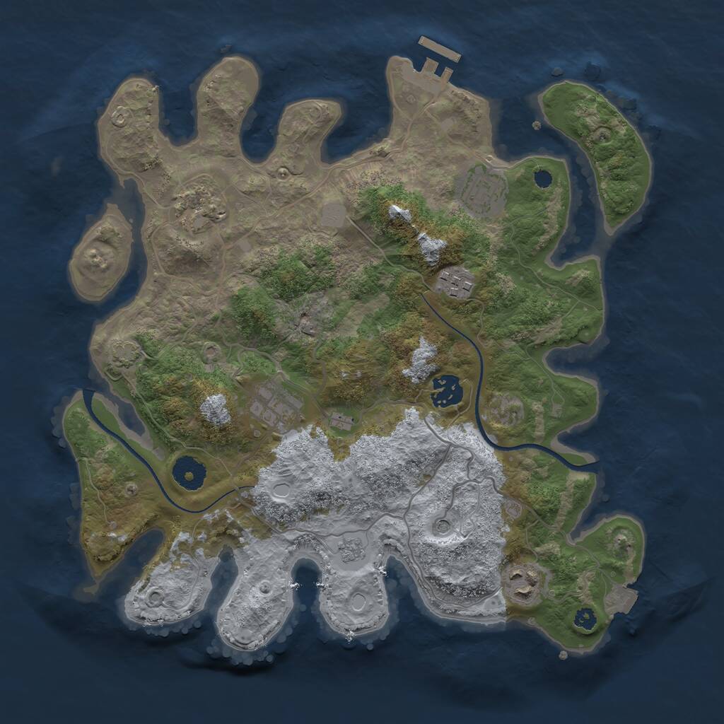 Rust Map: Procedural Map, Size: 3300, Seed: 1534941121, 11 Monuments