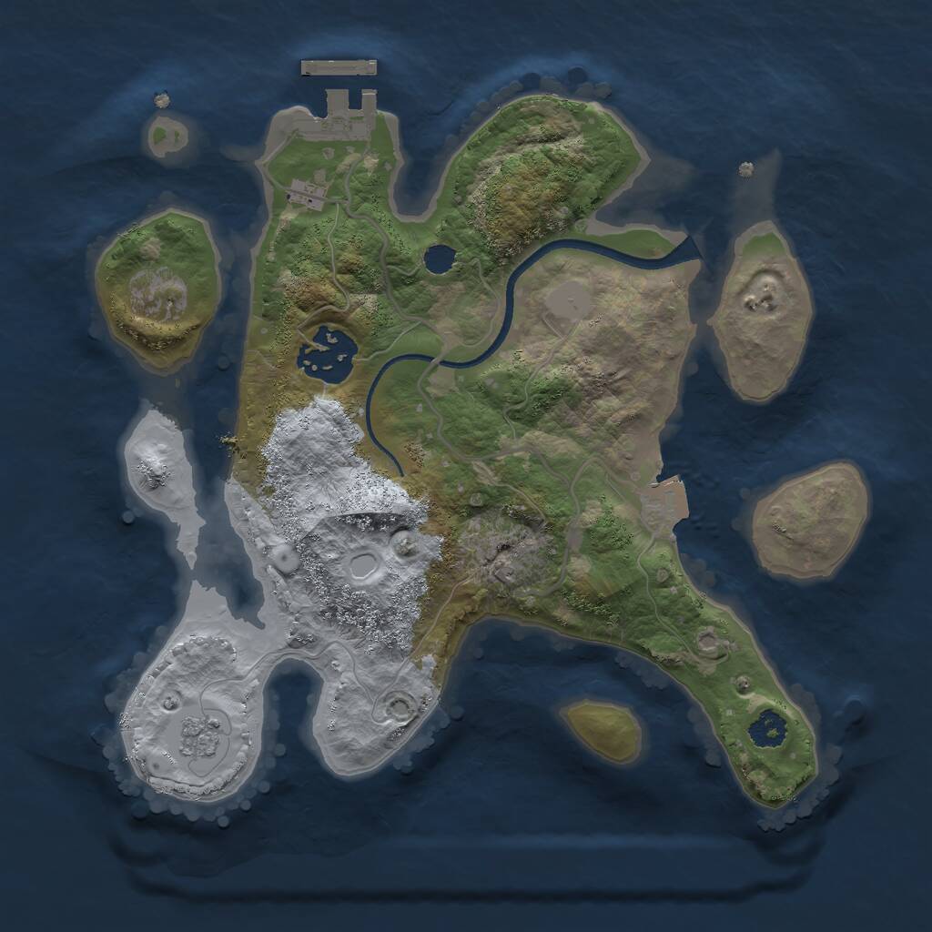 Rust Map: Procedural Map, Size: 2500, Seed: 29874746, 4 Monuments