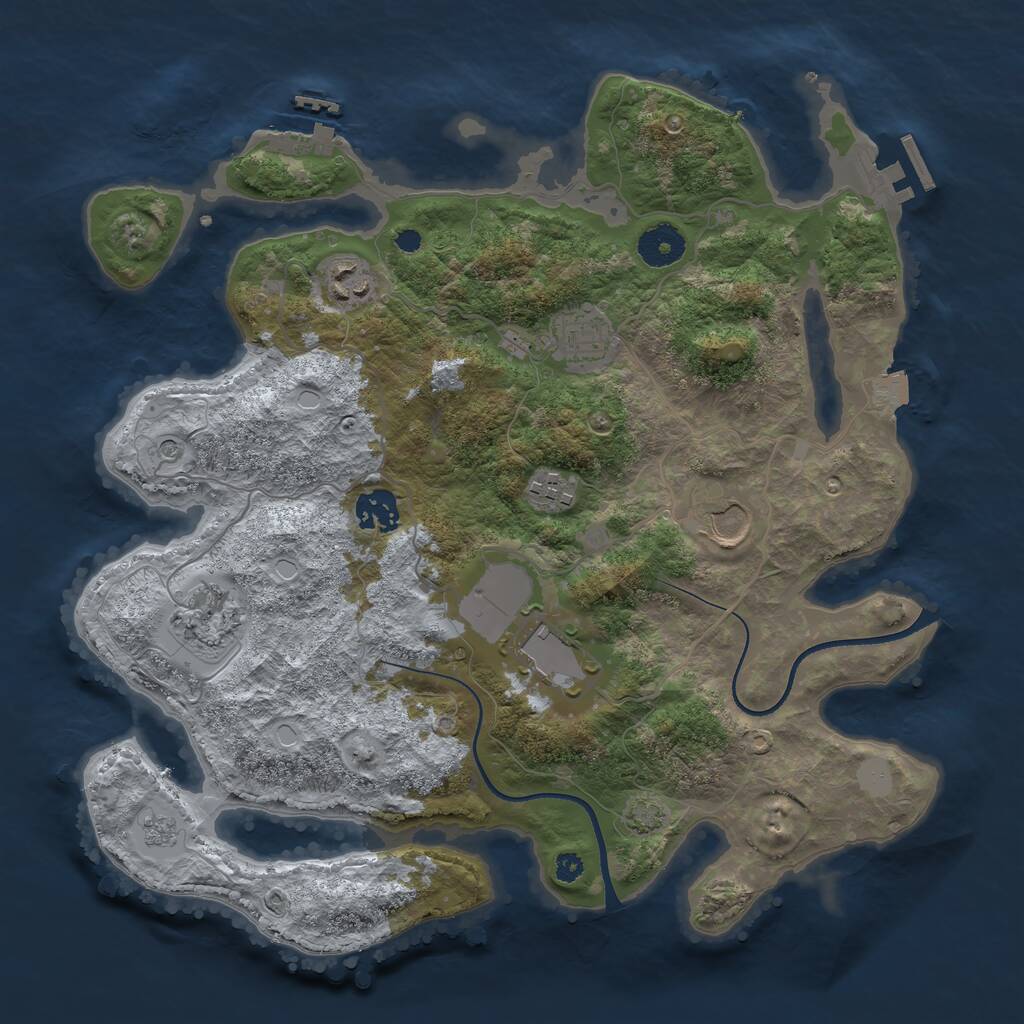 Rust Map: Procedural Map, Size: 3500, Seed: 815430942, 13 Monuments