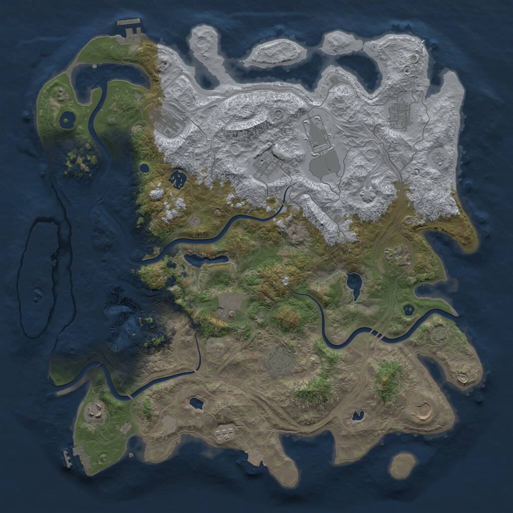 Rust Map: Procedural Map, Size: 4500, Seed: 1459295718, 17 Monuments