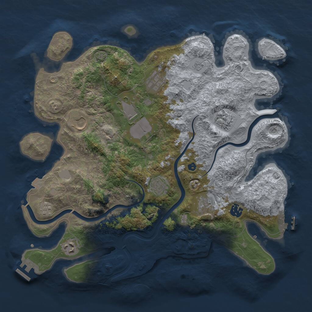Rust Map: Procedural Map, Size: 3750, Seed: 632508240, 15 Monuments