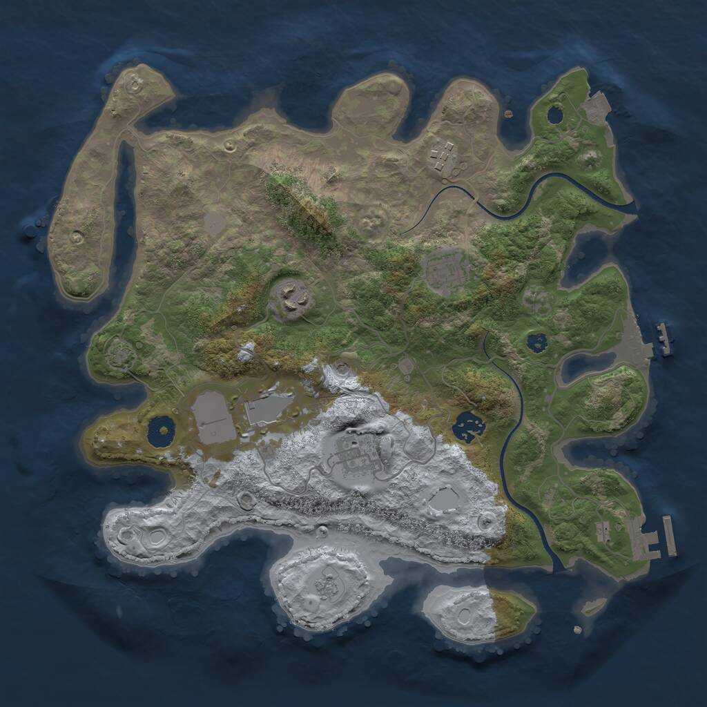 Rust Map: Procedural Map, Size: 3500, Seed: 127981711, 12 Monuments