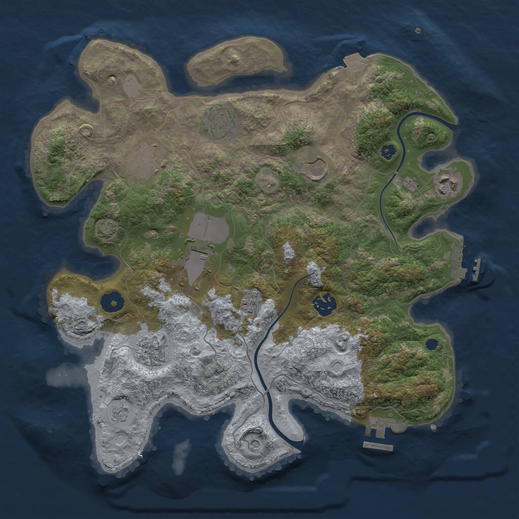 Rust Map: Procedural Map, Size: 3500, Seed: 218924353, 14 Monuments