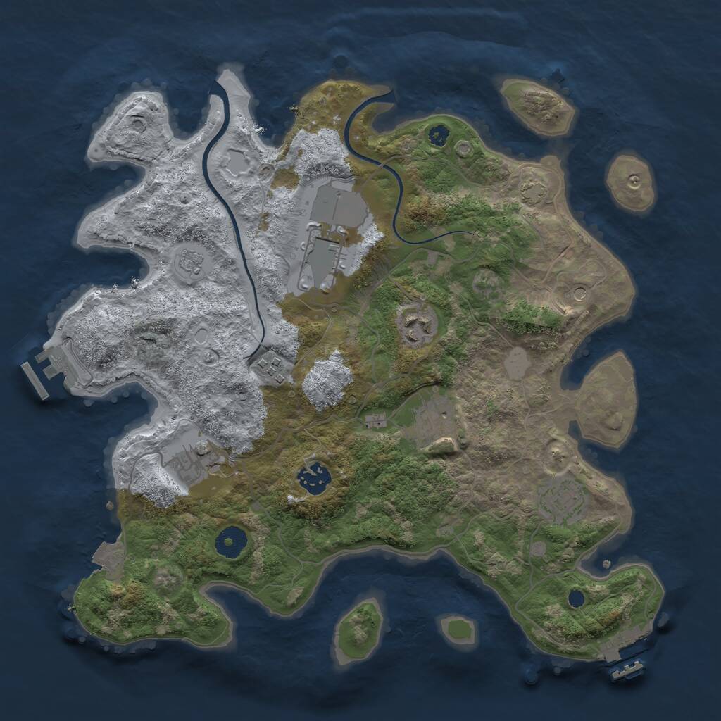 Rust Map: Procedural Map, Size: 3500, Seed: 534933, 13 Monuments