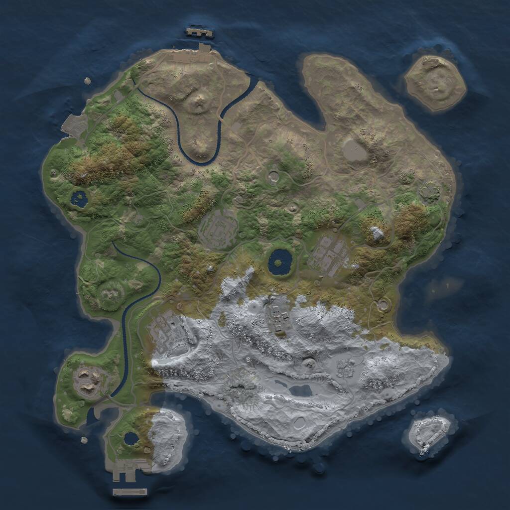 Rust Map: Procedural Map, Size: 3000, Seed: 1166787848, 11 Monuments