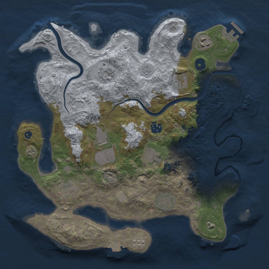 Rust Map: Procedural Map, Size: 3500, Seed: 1607908509, 15 Monuments