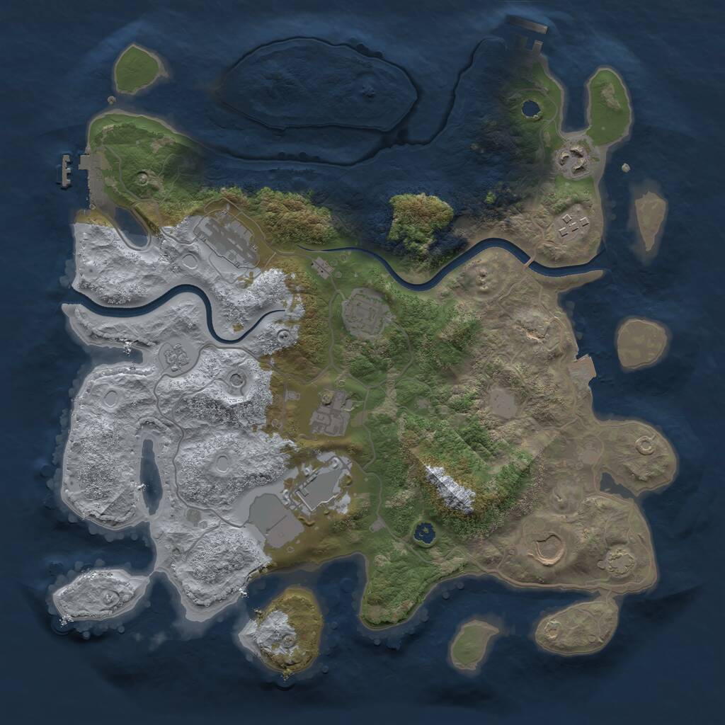Rust Map: Procedural Map, Size: 3500, Seed: 1839894140, 13 Monuments