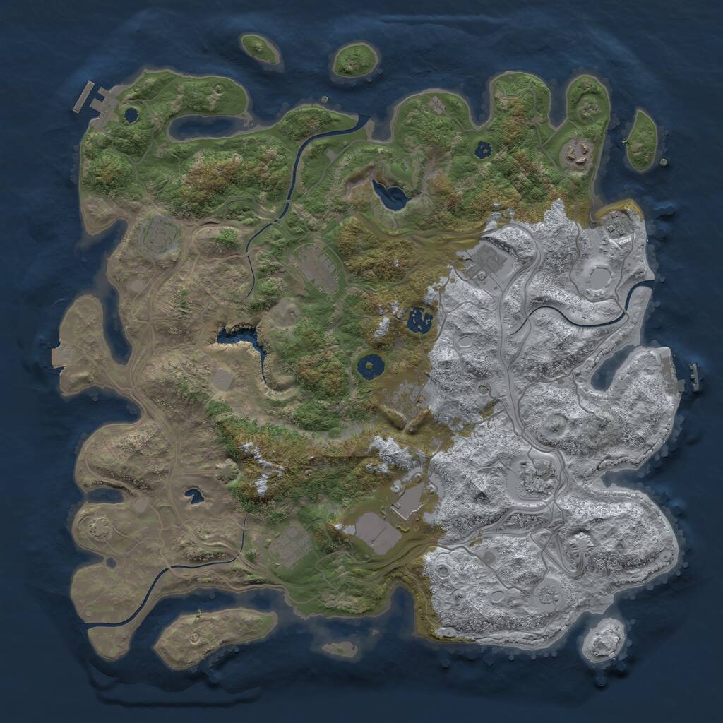Rust Map: Procedural Map, Size: 4250, Seed: 284636914, 16 Monuments