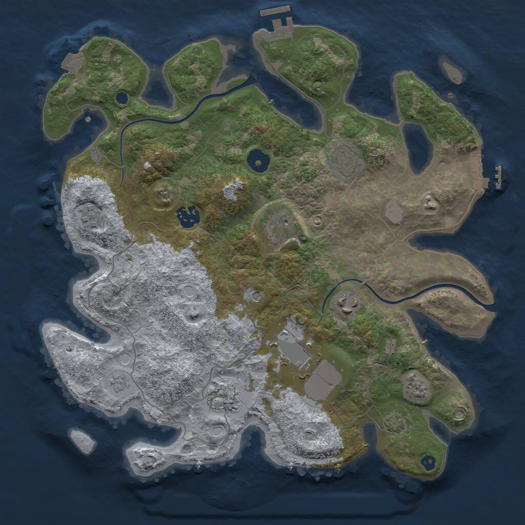 Rust Map: Procedural Map, Size: 3500, Seed: 1478606478, 13 Monuments