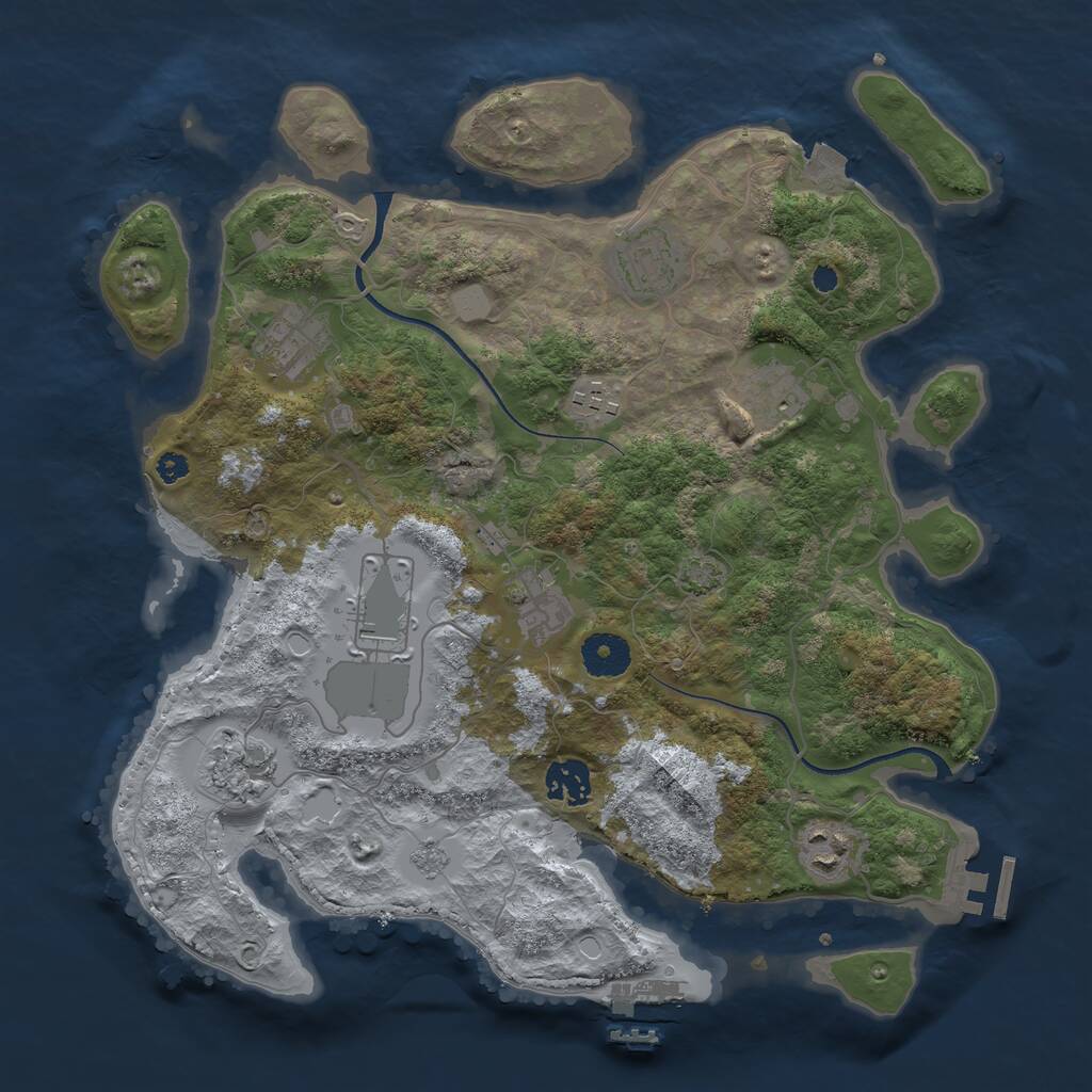 Rust Map: Procedural Map, Size: 3500, Seed: 1917854200, 14 Monuments