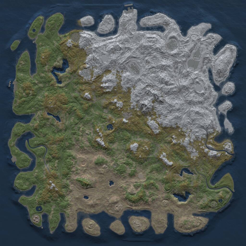 Rust Map: Procedural Map, Size: 6000, Seed: 624885728, 17 Monuments
