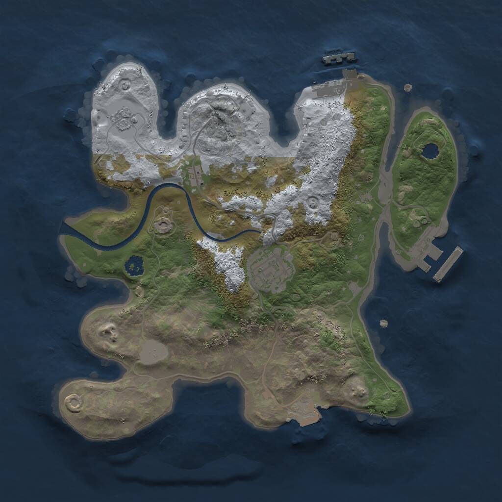 Rust Map: Procedural Map, Size: 2500, Seed: 678094926, 5 Monuments