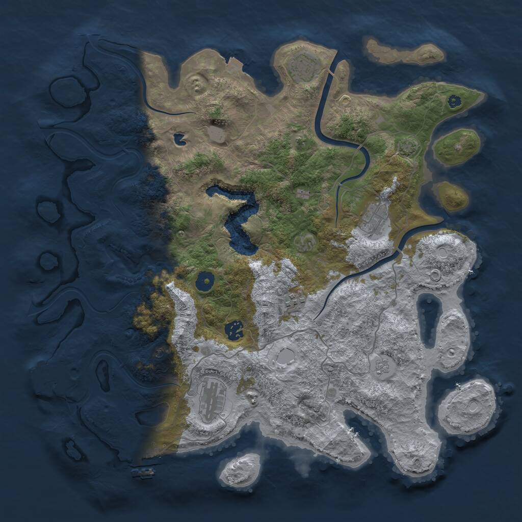 Rust Map: Procedural Map, Size: 4000, Seed: 352030220, 11 Monuments