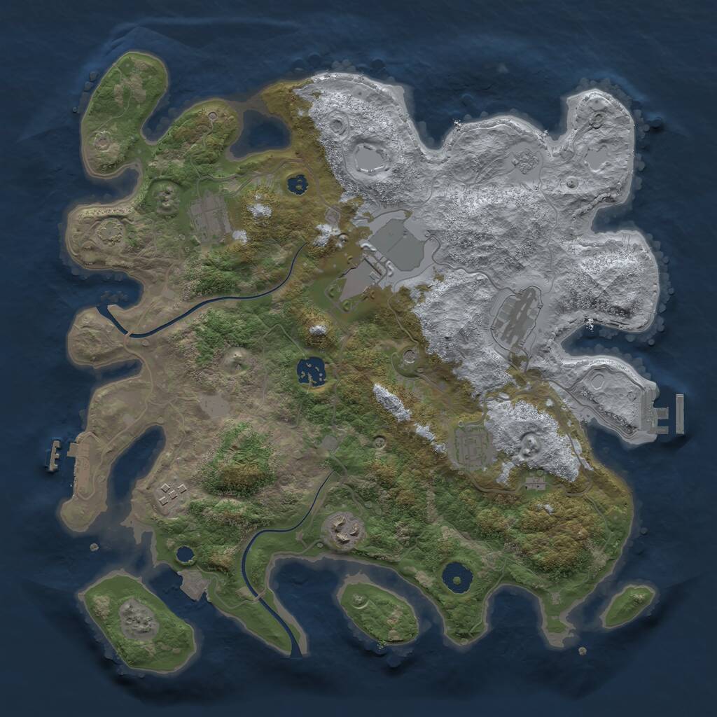 Rust Map: Procedural Map, Size: 3600, Seed: 362557, 13 Monuments
