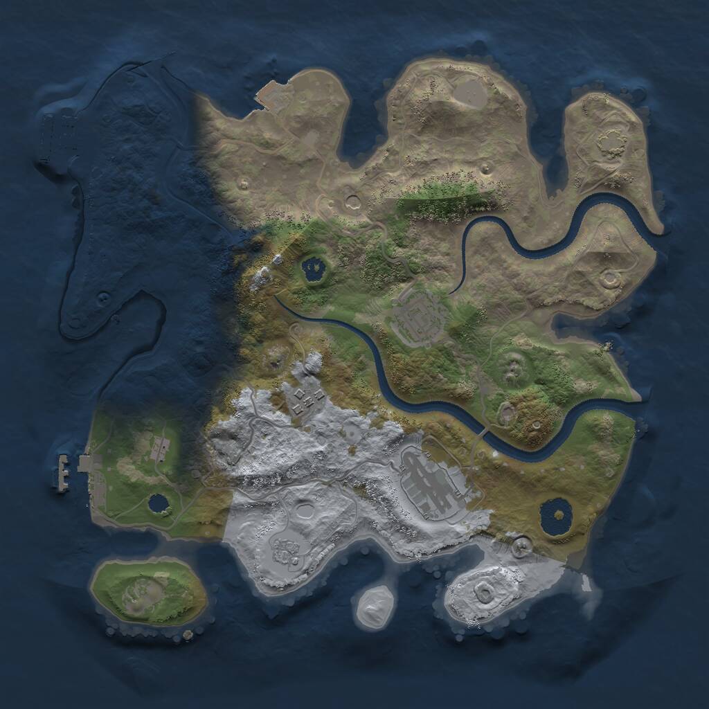 Rust Map: Procedural Map, Size: 3000, Seed: 1916858275, 9 Monuments