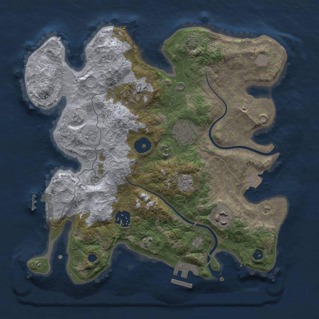 Rust Map: Procedural Map, Size: 3000, Seed: 1337734, 11 Monuments