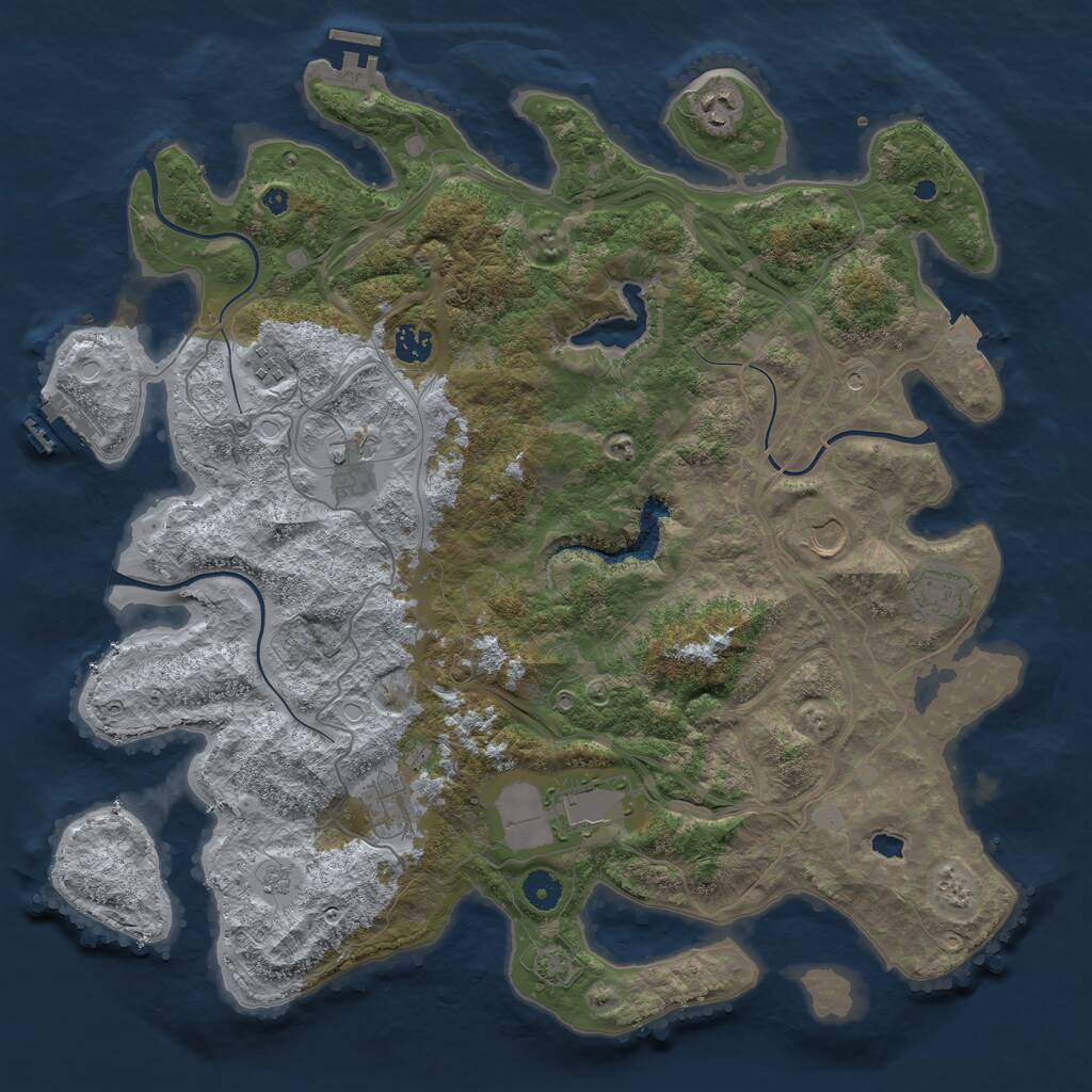 Rust Map: Procedural Map, Size: 4250, Seed: 884171486, 14 Monuments