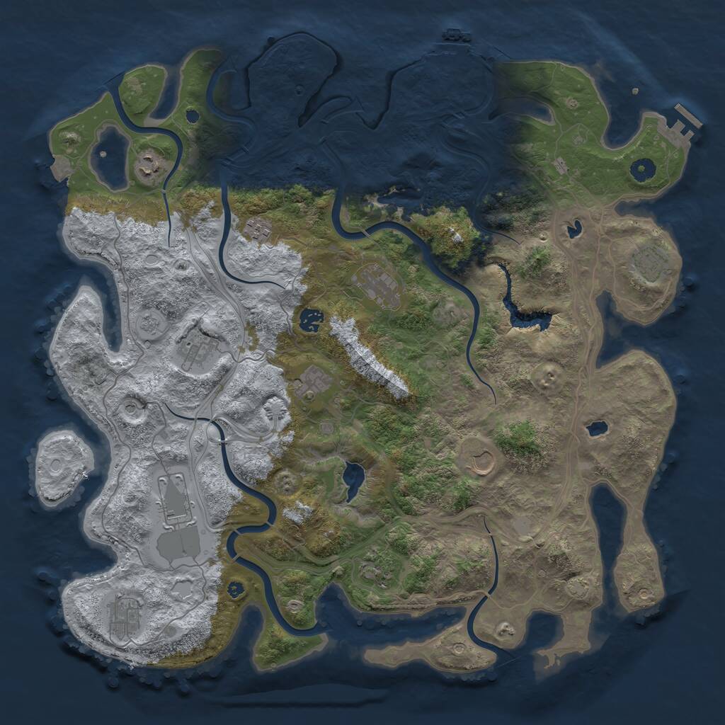 Rust Map: Procedural Map, Size: 4500, Seed: 1088010254, 17 Monuments
