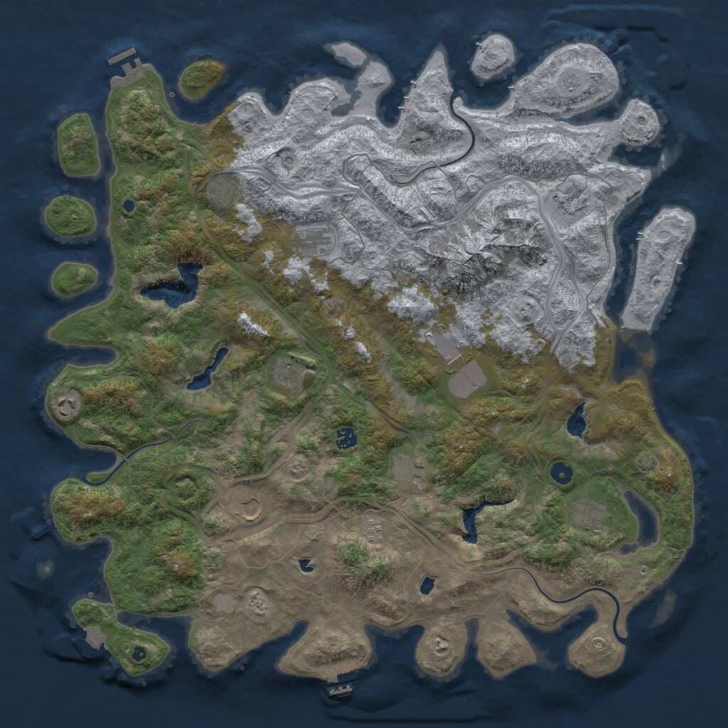 Rust Map: Procedural Map, Size: 5000, Seed: 1298708978, 17 Monuments