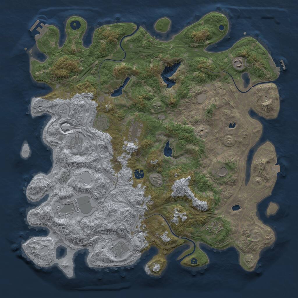 Rust Map: Procedural Map, Size: 4500, Seed: 644274061, 16 Monuments
