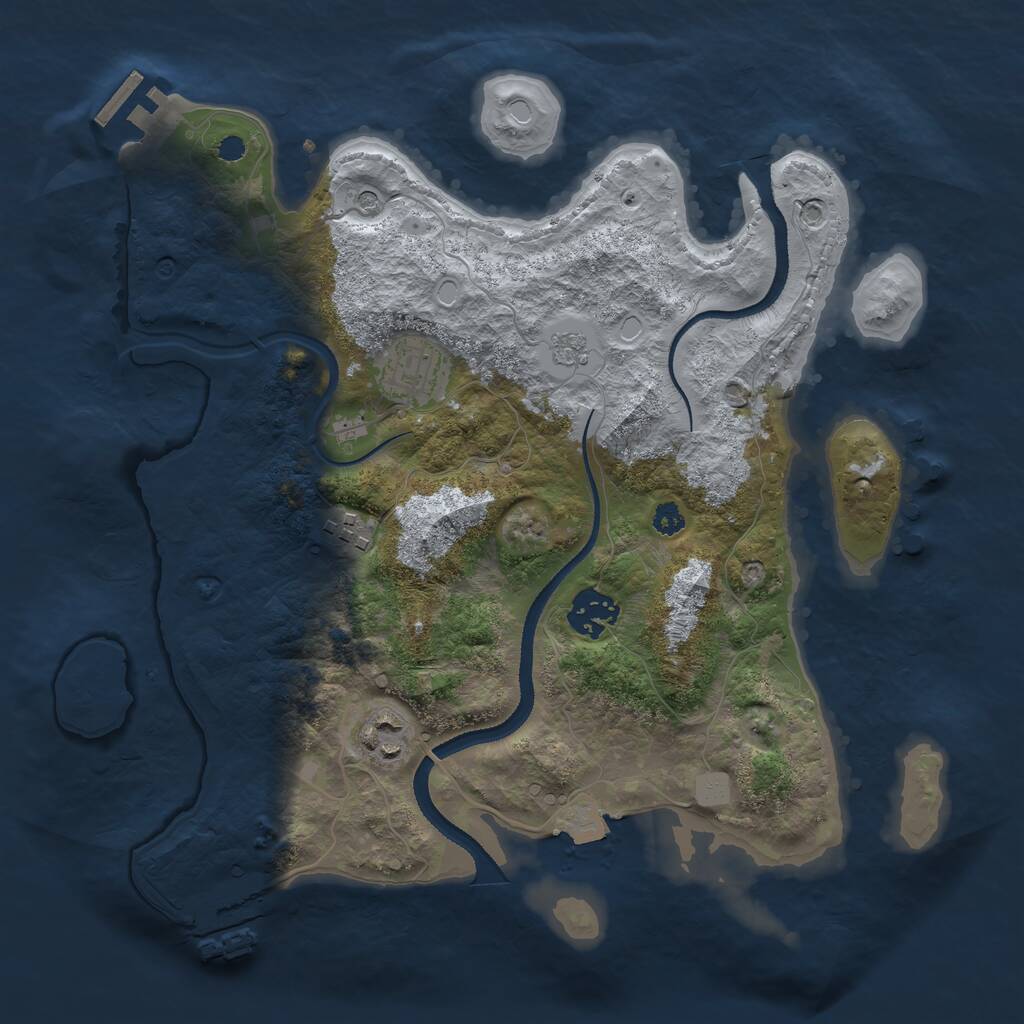 Rust Map: Procedural Map, Size: 3200, Seed: 54345, 9 Monuments