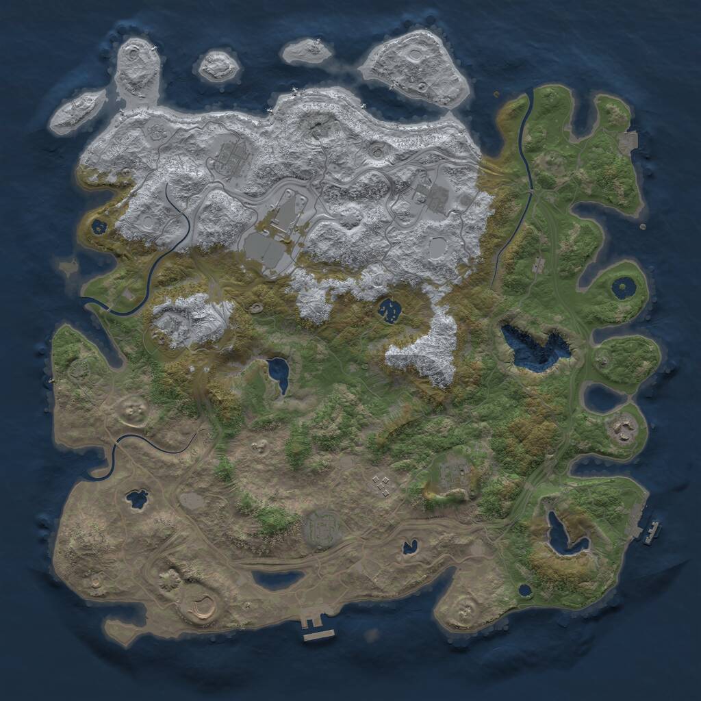 Rust Map: Procedural Map, Size: 4602, Seed: 11, 16 Monuments