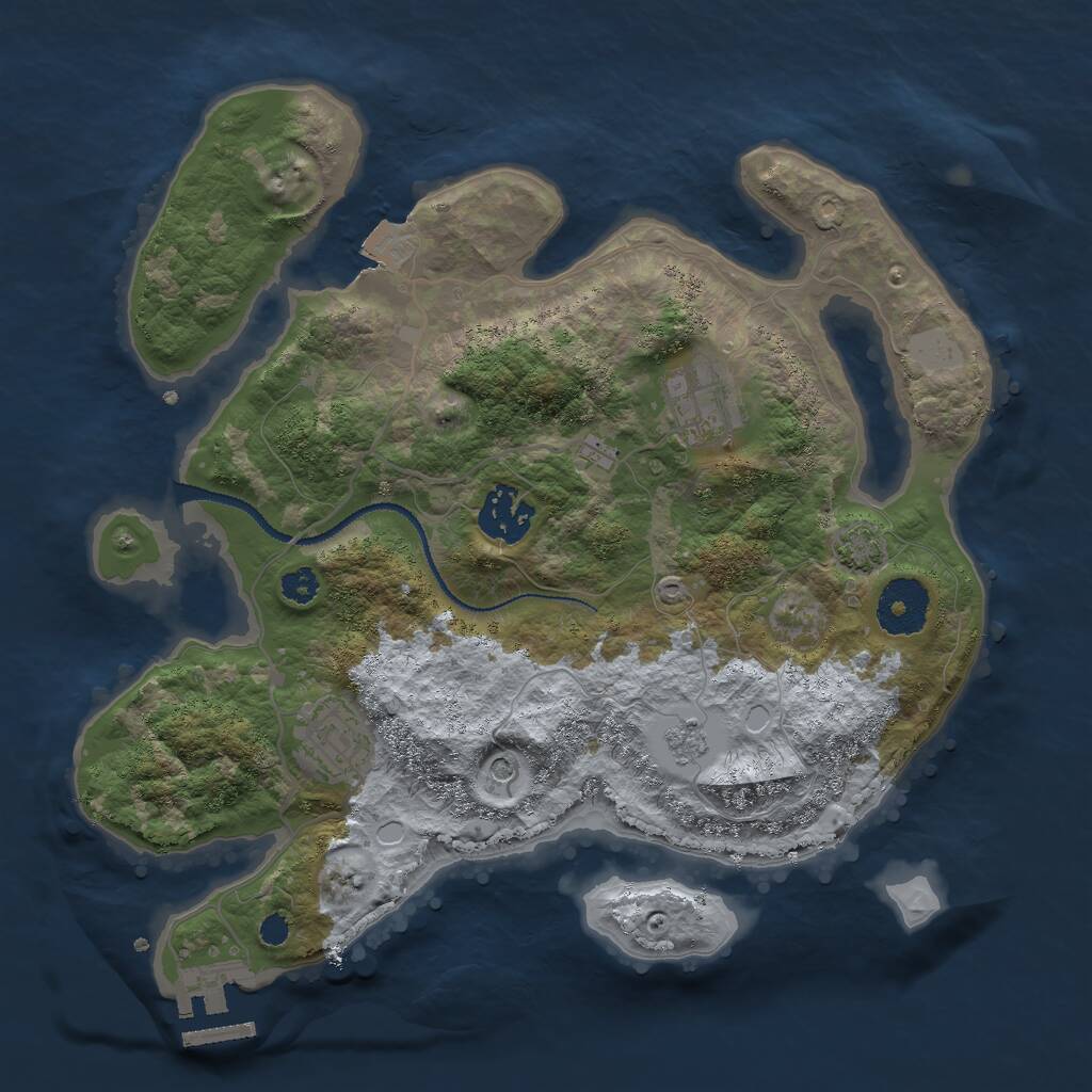 Rust Map: Procedural Map, Size: 3000, Seed: 26840, 8 Monuments