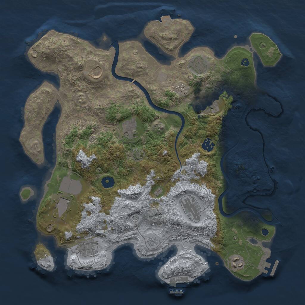Rust Map: Procedural Map, Size: 3700, Seed: 286216985, 16 Monuments